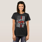 米国消防士アメリカ国旗の赤線 Tシャツ (正面フル)