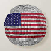 米国炭素繊維旗スタイルプリント ラウンドクッション (正面)
