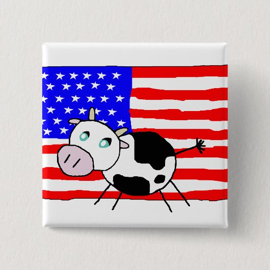 米国牛ボタン 缶バッジ (正面)
