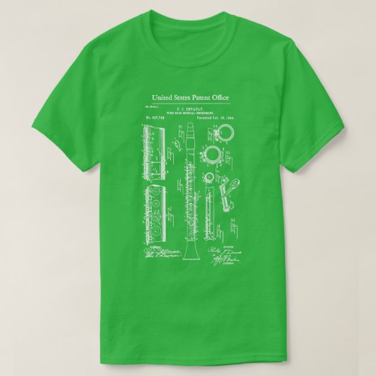 米国特許クラリネット Tシャツ (デザイン正面)