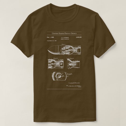 米国特許ロケット発射体 Tシャツ (デザイン正面)