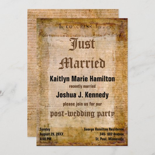 米国独立宣言アメージング・パーチメント 招待状 (正面/裏面)