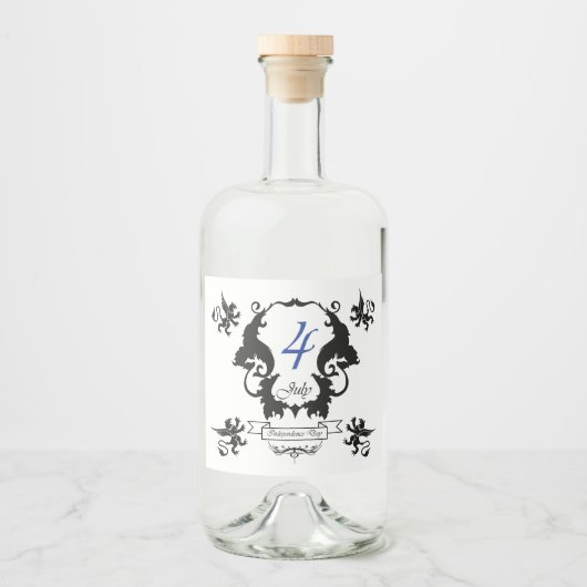 米国独立記念日のグリーティングカード リキュールボトルラベル (正面)