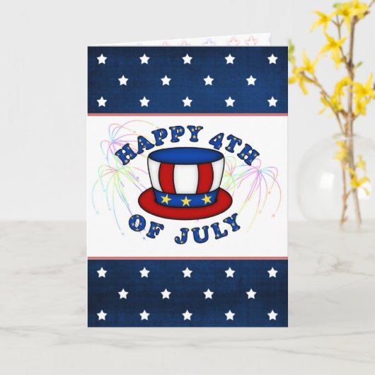 米国独立記念日カードアンクルサムの帽子、スターズ カード (黄色い花)