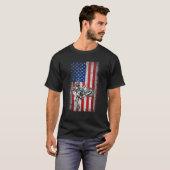 米国独立記念日7月4日アメリカ国旗の汚れB Tシャツ (正面フル)