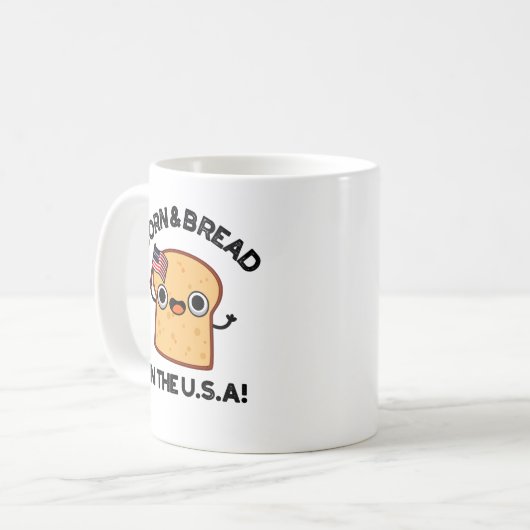 米国生まれのパンと食べおもしろい物 コーヒーマグカップ (正面左)