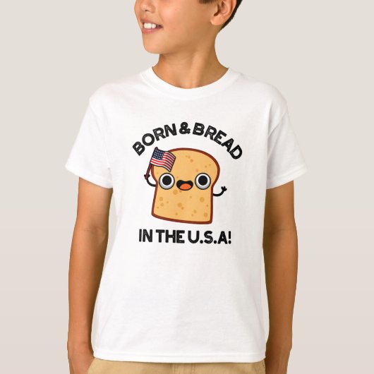 米国生まれのパンと食べおもしろい物 Tシャツ (正面)
