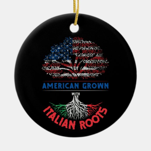 米国産イタリアンルーツ米国国旗ベネズエラ セラミックオーナメント (正面)