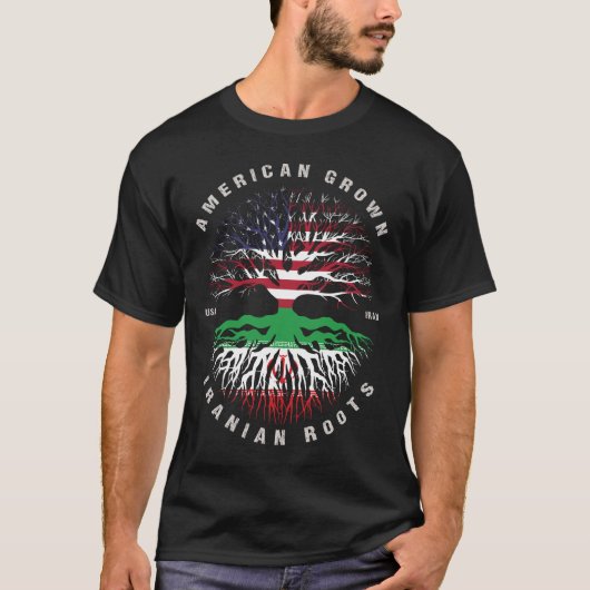 米国産イランのルーツイラン国旗 Tシャツ (正面)