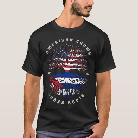 米国産キューバルーツキューバ国旗 Tシャツ (正面)