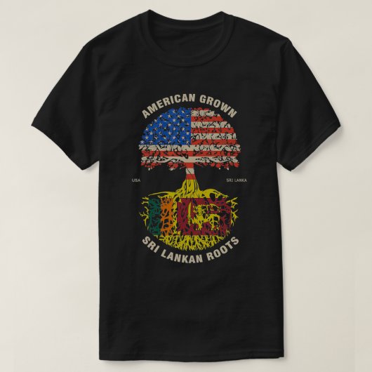 米国産スリランカのルーツスリランカ国旗 Tシャツ (デザイン正面)