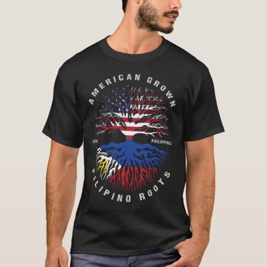 米国産フィリピンルーツフィリピン国旗 Tシャツ (正面)