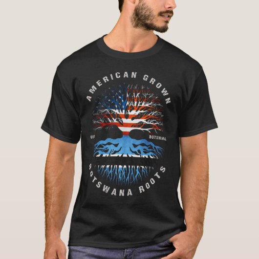 米国産ボツワナ根ボツワナ国旗 Tシャツ (正面)