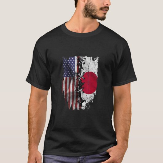 米国産日本のルーツ日本国旗 Tシャツ (正面)
