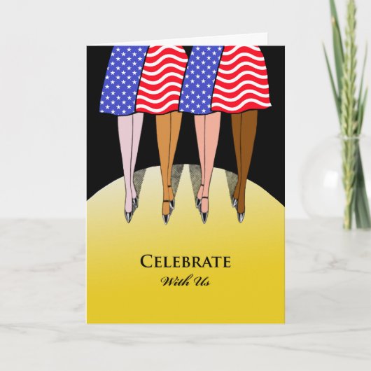 米国祝と共に、愛国主義をテーマにしたパーティー招待状 招待状 (正面)