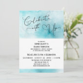 米国祝ティール(緑がかった色)ホワイトウォーター色披露宴付き 招待状 (スタンド正面)