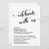 米国祝ハートブラック&ホワイト披露宴 招待状 (正面/裏面)