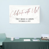 米国祝バラ金ゴールド手書きタイポグラフィ 横断幕 (トレードショー)