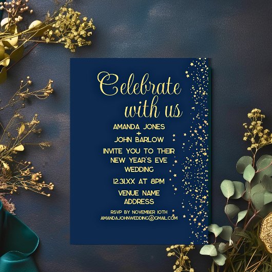 米国祝海軍の金ゴールドとともに大晦日 招待状