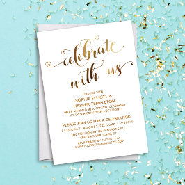 米国祝発生後のお祝いと結婚の金ゴールド 招待状