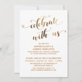 米国祝発生後のお祝いと結婚の金ゴールド 招待状 (正面)