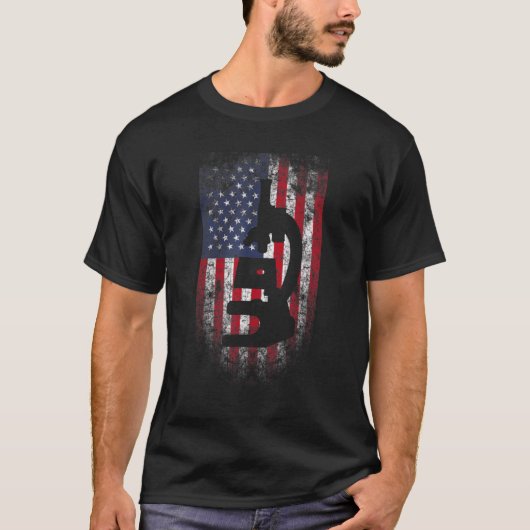 米国科学者顕微鏡アメリカ国旗のミクロ Tシャツ (正面)