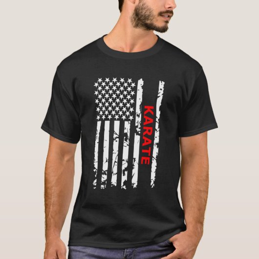 米国空手の米国国旗 Tシャツ (正面)