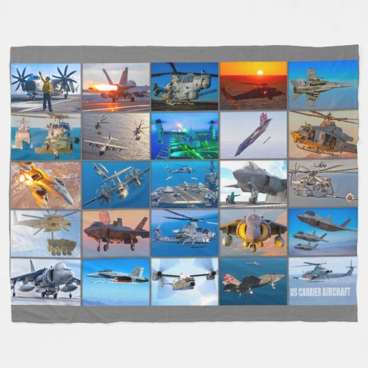 米国空母モンタージュ フリースブランケット (正面(横))
