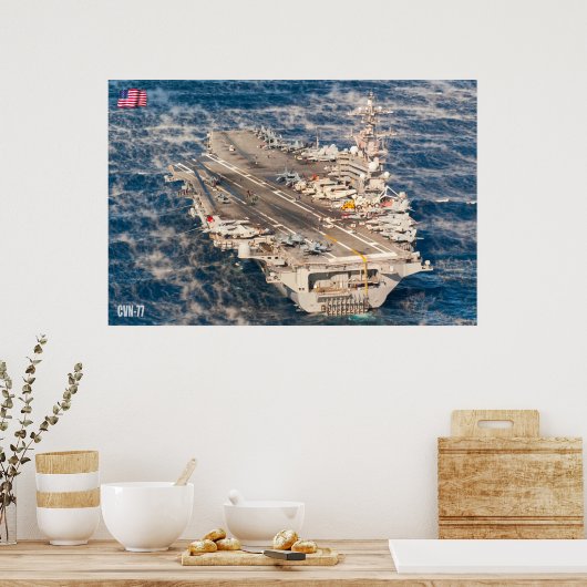 米国空母 – CVN-77 ポスター (キッチン)