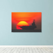 米国空母 – CVN-77 24x36 キャンバスプリント (インサイチュ (ウッドフロア))