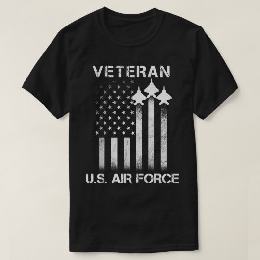 米国空軍愛国米国国旗の退役軍人 Tシャツ (デザイン正面)