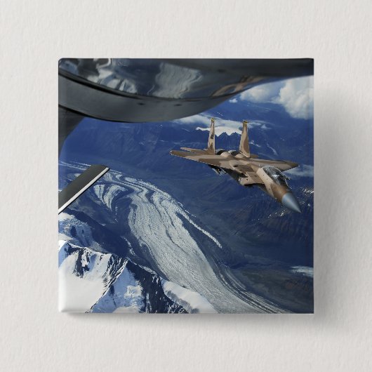 米国空軍F-15Cイーグルが位置する 缶バッジ (正面)