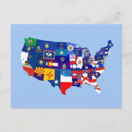 米国米国アメリカ共和国の旗の地図 ポストカード