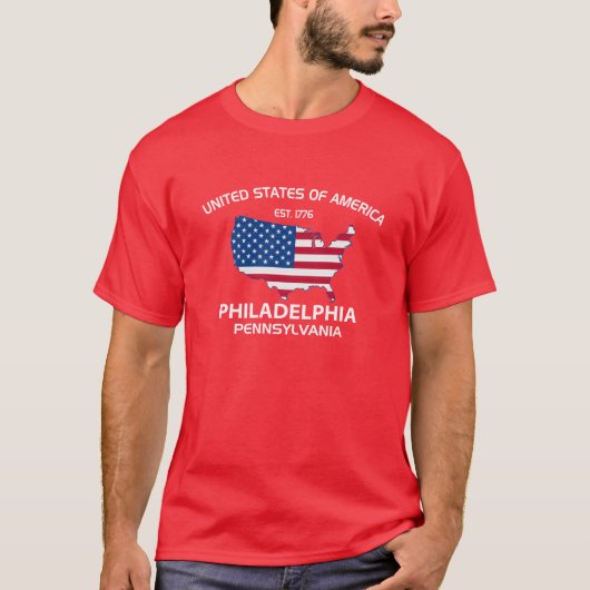 米国米国東部標準時刻。 1776年のフィラデルヒィアペンシルバニア Tシャツ (正面)