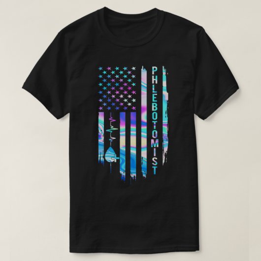 米国素晴らし国旗のハート Tシャツ (デザイン正面)