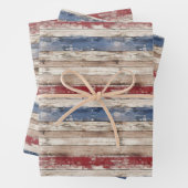 米国素朴国旗の愛国的な青と赤の古い木製 ラッピングペーパーシート (インサイチュ)