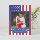 米国結婚した国旗メリー愛国写真 シーズンカード (スタンド正面)