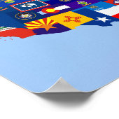 米国統一された州アメリカ国旗の地図 ポスター (角)