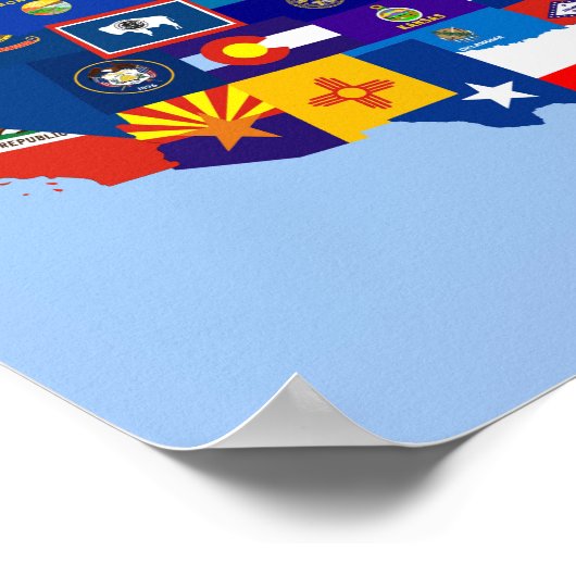 米国統一された州アメリカ国旗の地図 ポスター (角)