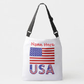 米国統一された州アメリカ国旗パーソナライズされた赤 クロスボディバッグ (正面)