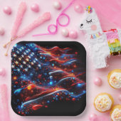 米国絵を描国旗（ばちゃばちゃ）跳ねる7月4日 ペーパープレート (パーティー)