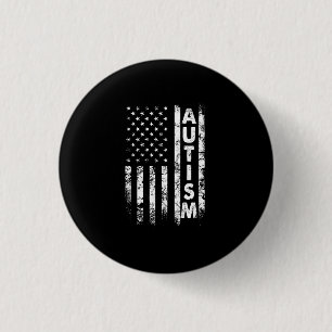 米国自閉症Tシャツグランジ国旗 缶バッジ