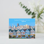 米国色彩の鮮やかサンフランシスコ女性用はがき ポストカード (スタンド正面)