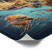 米国芸術的の地図 ポスター (角)