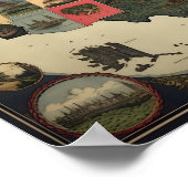 米国華美の地図 ポスター (角)