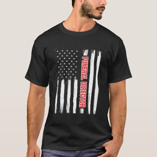 米国葬儀長誇りを持ったモルティシア米国国旗 Tシャツ (正面)