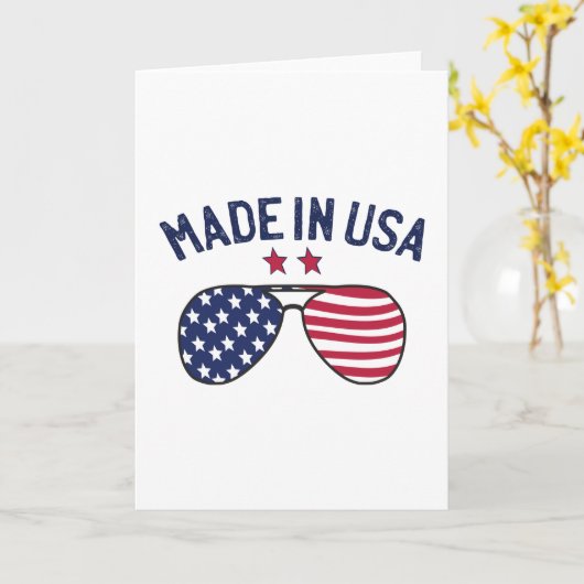 米国製統一された州米国国旗のサングラス カード (黄色い花)