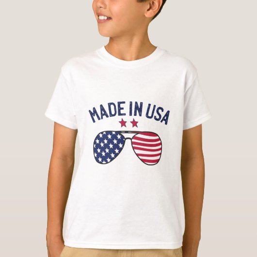 米国製統一された州米国国旗のサングラス Tシャツ (正面)