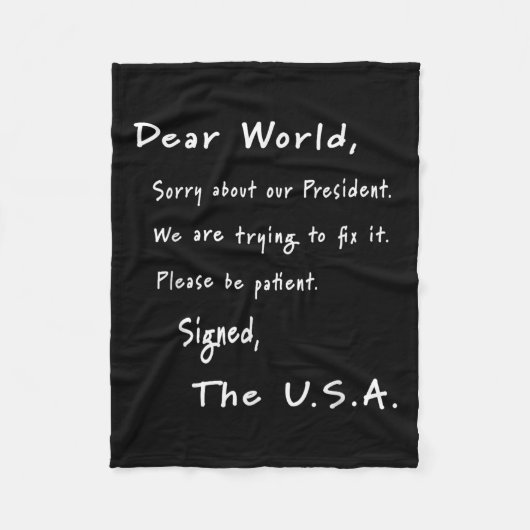 米国親愛のアンチトランプからの世界謝罪レター フリースブランケット (正面)