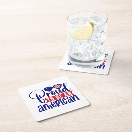 米国誇りを持った人になる スクエアペーパーコースター (インサイチュ)